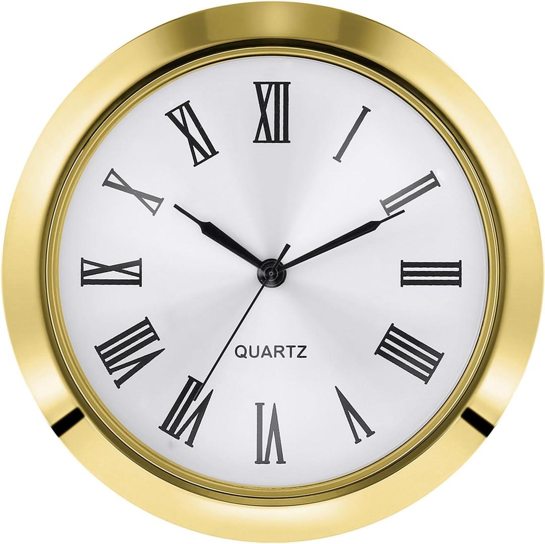 Hicarer 1.8 Inch (45 mm) Clock Insert Fit Diameter 1.6 Inch (40 mm) Hole, Roman Numerals (Gold Bezel)