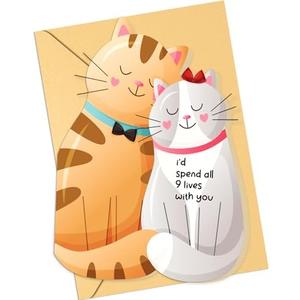 UrJKJV Cute Cats Mothers Day Card, Funny Valentines Day Card for Her Him Husband Wife Boyfriend Girlfriend, Birthday Cards for Cat Lover, Valentines Gifts for Men Women, Mothers Fathers Day, Pack 3