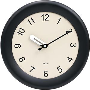 Kesin Wooden Wall Clock 12 Inch Silent Non Ticking Wall Clocks Battery Operated Simple Modern Small Analog Clocks Decorative for Kitchen, Living Room, Home,Bedroom, Office (Black)