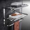 2-Tier Towel Rack Floating Shelf with Towel Bar, 20-Inch W x 8.25-Inch D Bathroom Hotel Towel Shelf, Wall Mount, Mounting Hardware Included,Polished Chrome