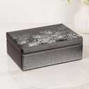 Dandelion Glass Jewelry Box,Velvet Jewelry Organizer with10.1x7.1x3.7 Inches, Jewlry Box for Women Bridesmaid Christmas Teacher Gifts(Black Silver)