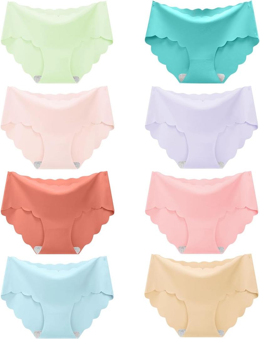 Demifill Teen Girls Seamless Underwear Tagless No Show Panties for Teens Pack of 8 Multipack (7-8 Years, Mixed Colour/005)