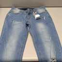 Women's Maternity Jeans Comfy Stretch Boyfriend Jean Over Belly Ripped Denim Pregnancy Pants (Blue, L)