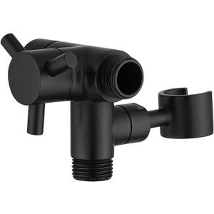 PDPBath Solid Brass 3 Way Shower Arm Diverter Valve with Handheld Holder for Dual Shower Heads with G1/2 Universal Connection - Matte Black