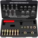 15-Piece Metric Thread Chaser Set, M6 M8 M10 M12 Thread Restorer Tool, Rethreading Repair Kit with Taps, Dies, and Files