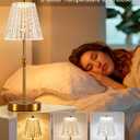 SAIWEYA Cordless Table Lamp, 5000mAh Rechargeable Battery Operated Portable Lamp, Dimmable+3 Colors LED Touch Control, Vintage Crystal Lamp for Bedroom, Kitchen, Bar, Office, 2 Pcs