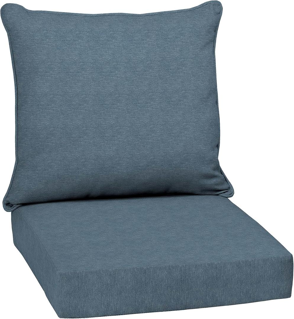 Arden Performance Outdoor Deep Seat Set, 24 x 24, Water Repellent, Fade Resistant, Deep Seat Bottom and Back Cushion Denim Alair, 1 Pack