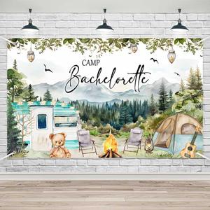 Lofaris Camp Bachelorette Party Banner Bachelorette Decorations for Adults Wedding Bridal Shower Backdrop Bachelorette Weekend in The Woods Lake Party Decorations Supplies