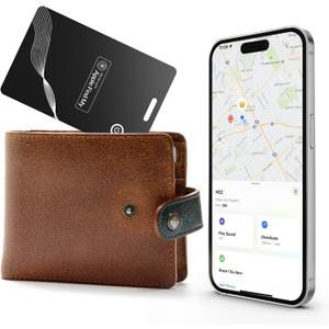 Wallet Tracker Card, Rechargeable Finder, Works With Apple Find My (iOS Only), Thin GPS Item Locator for Wallets, Luggage and More, IP68 Waterproof (Black)