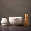 TANG PIN Matcha Set - Match Bowl and Whisk,15 OZ, Matcha Scoop | Matcha Whisk Stand (Chasen Holder) - 4Pc Perfect Matcha Kit for Matcha Tea Ceremony (White)