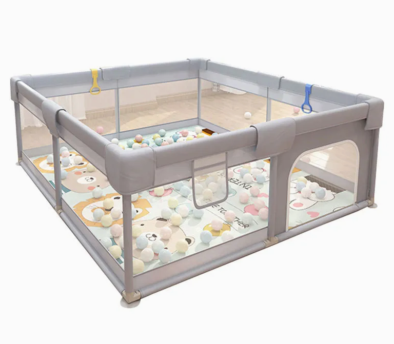 Lehom Baby Playpen with Mat, Grey