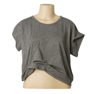 Amazon Essentials Women's Soft Cotton Knot Front Cropped Yoga Gray, L