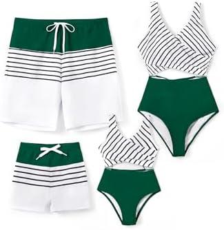 PATPAT Family Matching Swimsuits Swimwear Set for Couples Mommy and Me Striped Spliced Bathing One-Piece Swimsuits, Size Toddler Boy 2Y