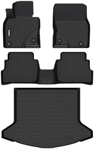 GINOWY- Floor Mats & Cargo Liner for Mazda CX-5 2023 2024 2025, TPE All Weather Protection Car Mats for Mazda CX5 2024 Non-Slip Trunk Mat Floor Liners Waterproof CX5 Accessories Mats Black