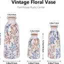 Blue & Brown Ceramic Decorative Vase Set of 3, Tuscan Rustic Pottery Vase, Farmhouse Table Pampas Grass Vases for Coffee Table Mantel Entryway Wedding Centerpiece, Vintage Floral Vases Tall 9.5in