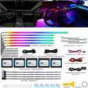 Dreamcolor Acrylic Interior Car LED Strip Light with Wireless APP, RGB 14 in 1 with 175 inches 600 LEDs Fiber Optic Car Ambient Lighting Kits, Dual Zone Sound Active Function LED Strip for Car