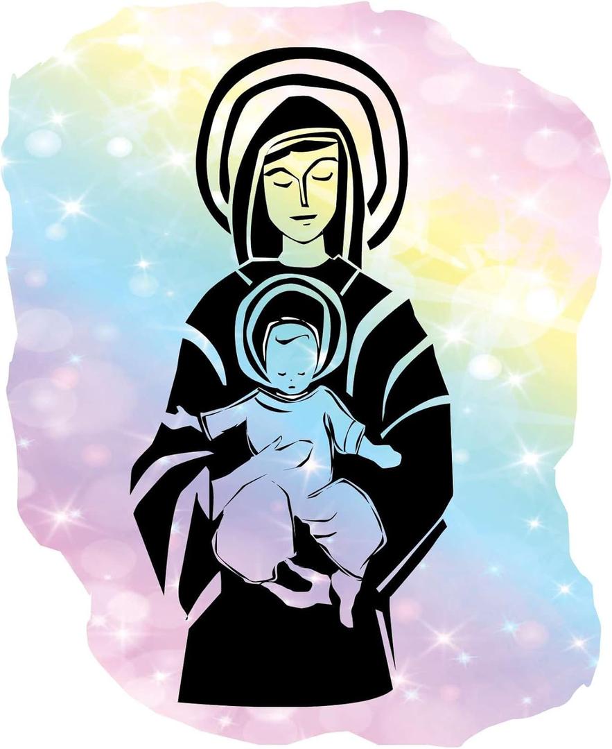 Mother Mary Baby Christ Bible Religious Decal Home Wall Decoration Spiritual Religious Church - Size: 16 in x 20 in (Multi)