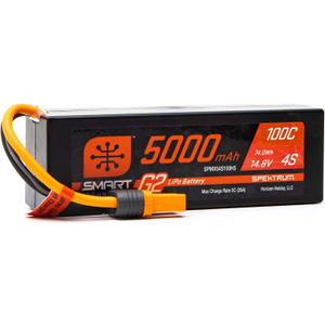 Spektrum 14.8V 5000mAh 4S 100C Smart G2 Hardcase LiPo Battery: IC5, SPMX54S100H5
