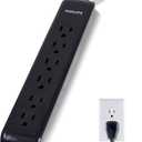 Philips 6 Outlet Surge Protector Power Strip, Designer Braided Power Cord, 4 Ft Power Cord, Flat Plug Extension Cord, Perfect for Office or Home Decor, 720 Joules, ETL Listed, Black, SPC3064BD/37