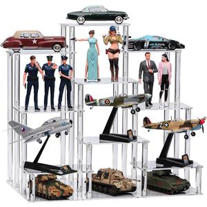 Clear Acrylic Display Risers Stand Shelf, Acrylic Stands Display for Action Figures Collectibles Perfume Organizer Stand,Pop Figures Stand Risers for Decorating & Organizing (9 Tier)