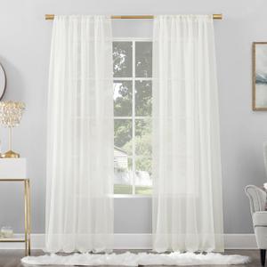 No. 918 Mallory Sheer Voile Rod Pocket Curtain Panel, 59" x 84", Eggshell