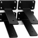 4 Pack 4 Inch Black Hidden L Shelf Bracket (1/5 Inch Thicked) Iron Floating Shelf Brackets Rustic Industrial Metal Brackets for Shelf Support