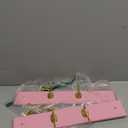 Wall Mount Bamboo Coat Rack, 17 Inch, 4 Double Hooks,2 Pack, Pink and Gold