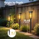 PASAMIC 24" Solar Pathway Lights Outdoor, 8 Pack Bright Garden Light with Auto On/Off, IP65 Solar Lights Outdoor Waterproof, Garden Landscape Lighting for Yard, Patio, Walkway, Driveway (Black, BlackGlass)