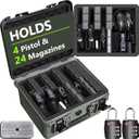 Pistol Gun Case for Multiple Handguns  TSA Approved Travel Pistol Case with 2 TSA Locks, Pre-cut Heavy Duty Waterproof Hard Shell Gun Case with Silica Gel Canister