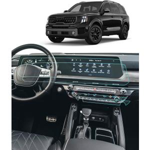 4PCS Car Screen Protector for 2023-2025 Telluride (LX/S/EX/SX/SX Prestige/X-Line/X-Pro) Accessories Navigation& AC Nano Touchscreen Protector Film HD Clear Bubble Free 12.3''