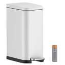 BETHEBEST 10 Liter/ 2.6 Gallon Small Trash Can with Lid, Rectangular Foot Pedal Trash Bin with Removable Inner Bucket for Bathroom, Bedroom, Office (White)