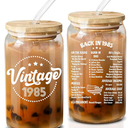 NewEleven Birthday Gifts For Women, Her - 1985 Birthday Decorations For Women - Gifts For Her, Mom, Wife, Sister, Friends - 16 Oz Coffee Glass