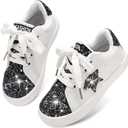 Girls Sneakers Glitter Tennis Shoes Lightweight Non-Slip Running Walking Shoes for Toddler/Little Kid/Big Kid, Size: 12.5 Little Kid