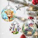 3 x Christmas Ornaments: Stained Glass Ornament, Christmas Tree Ornament, Hanging Ornaments for Home Decor & Xmas Tree Decorations  Exquisite Holiday Decor, Gifts & Holiday Present - Cattle