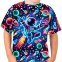 Boys Girls 3D Graphic Tees Unisex Short Sleeve T Shirt Novelty Neon Shirts for Boys 170