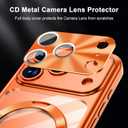 for iPhone 17 Pro Max Case with 360 Spin Stand & CD Metal Ring | Military-Grade Shockproof | Compatible with MagSafe & Camera Lens Protection | Slim Clear Back & Plating Anti-Yellowing (Orange)