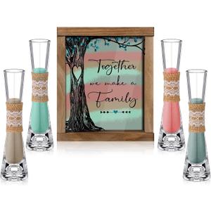 Wedding Unity Sand Ceremony Kit with Wood Box 4 Ceremony Vase 4 Wedding Sand Function Sets for Marriage Bridal Party(Bright Color,Tree) Wedding Unity Sand Ceremony Kit with Wood Box 4 Ceremony Vase 4 Wedding Sand Function Sets for Marriage Bridal Party(Bright Color,Tree)