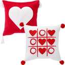 Gilprop Heart Throw Pillow Covers 18 x 18 Inch Set of 2, Velvet with Heart Embroidery Pillow Covers Home Decoration for Wedding Couch Sofa Bedroom Decoration