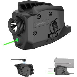 DEFENTAC 350 Lumens Pistol Light Green Laser Combo is Compatible with Glock 42/43/43X/48 Without Rail or MOS, Magnetic Rechargeable, NOT Fit for Other Handguns.