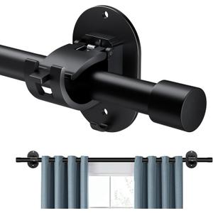 Curtain Rods for Windows No Drilling 30 to 45 Inch, 5/ 8 Inch Diameter Drapery Rods, No drill Curtain Rod Set with 3M Self Adhesive Curtain Rod Holders for Bedroom, Living Room, Kitchen, Black, 30"-45"