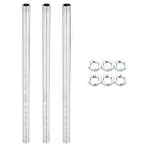 PATIKIL M12 Thread 8.66" Lamp Pipe Kit with Lock Nuts, 3 Set All Thread Rods Fasteners Hardware for Chandelier Ceiling Light DIY, Zinc Plating