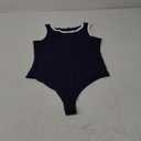 MISSJOY Women's Basic Sleeveless Racer Back Halter Neck Ribbed Bodysuit Tank Tops, Medium, Navy Blue 