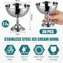 30 Pcs Stainless Steel Ice Cream Bowl Bulk 7.7 oz Silver Serving Cups Dessert Bowls Reusable Round Footed Yogurt Snack Candy Dishes Cute Sundae Bowl for Fruit Pudding Wedding Birthday Party