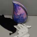M MEILINXU Cremation Urns for Human Ashes Adult Female & Male, Funeral Urn for Ashes for Women & Man, Blue Butterflies Decorative Teardrop, Flowers and Butterfly Urn - Large Tear Drop