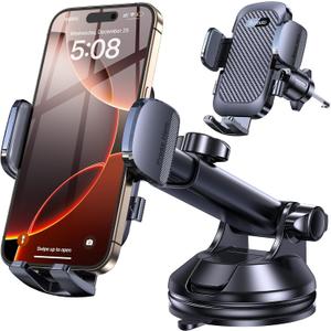 Romuto Car Phone Holder Mount2025 Strongest Suction Phone Mount for Car Cell Phone Holders for Your Car Accessories for Women Men Dash Windshield Vent Truck Stand for iPhone Samsung Camera Mounts (Black)