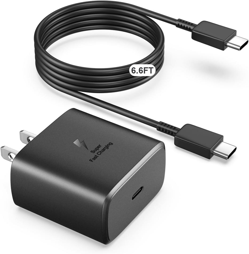 2 x 45W Super Fast Charger USB C Android Phone Charger Fast Charging Replacement for Samsung Galaxy S25/S25 Ultra/S25+/S24 Ultra/S24/S24+/S23 Ultra/S23/S22/S20/S21/Note 10,Galaxy Tab, 6Ft C Cable
