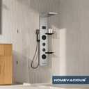 Homevacious 4 In 1 Shower Panel System with Shelf,LED Rainfall Shower Head and Massage Body Jets,3 Functions Handheld Head and Tub Spout,Stainless Steel Bathroom Shower Fixtures,Brushed Nickel