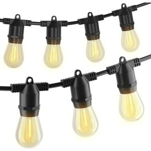 S14 LED 48FT Outdoor String Lights, IP65 Waterproof 48FT Outside Patio Lights, Edison Shatterproof Bulb Vintage Backyard Light, Balcony, Deck, Garden Light (48FT - No Remote)