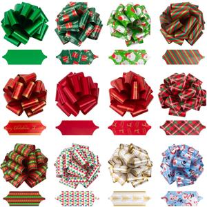 12pcs Christmas Bows for Gift Wrapping Easy and Fast Gift Bows Accessory for Presents, Christmas Tree Decor, Party Favors Supplies, Bottles, Art & Craft and More.