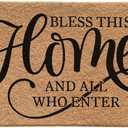 Bless This Home and All Who Enter Christian Door Mat for Front Door Outdoor Outside Entrance Porch, Religious Welcome Mats Doormats Outside, 17x30 Inches